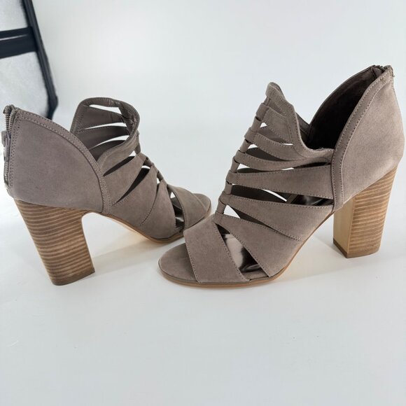 Carlos Santana Taupe Strappy Block Heel Sandals 4 Inch Heel Open Toe Women's Siz - Picture 4 of 9